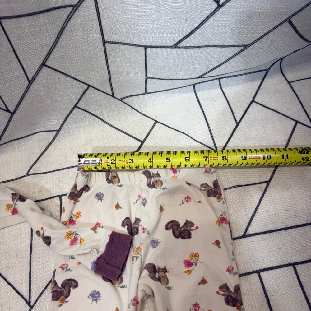 Burts Bees‎ Baby Pajamas 3T Organic Cotton Squirrel Floral Sleepwear Set Cream - Picture 7 of 10